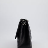 Chanel Black Jumbo Classic Double Flap Bag in Caviar Leather with Silver Hardware