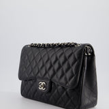 Chanel Black Jumbo Classic Double Flap Bag in Caviar Leather with Silver Hardware