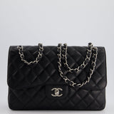 Chanel Black Jumbo Classic Double Flap Bag in Caviar Leather with Silver Hardware