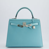 *FIRE PRICE* Hermès Kelly Sellier Bag 28cm in Bleu Atoll Epsom Leather with Palladium Hardware