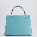 *FIRE PRICE* Hermès Kelly Sellier Bag 28cm in Bleu Atoll Epsom Leather with Palladium Hardware