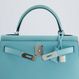 *FIRE PRICE* Hermès Kelly Sellier Bag 28cm in Bleu Atoll Epsom Leather with Palladium Hardware