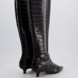 Toteme Dark Brown Croc Embossed Kitten Heel Knee High Boots Size EU 38 RRP £860