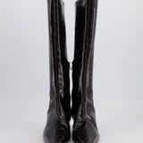 Toteme Dark Brown Croc Embossed Kitten Heel Knee High Boots Size EU 38 RRP £860