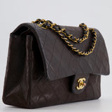 *FIRE PRICE* Chanel Vintage Brown Medium Classic Double Flap Bag in Lambskin Leather with 24K Gold Hardware