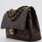 *FIRE PRICE* Chanel Vintage Brown Medium Classic Double Flap Bag in Lambskin Leather with 24K Gold Hardware