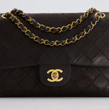 *FIRE PRICE* Chanel Vintage Brown Medium Classic Double Flap Bag in Lambskin Leather with 24K Gold Hardware