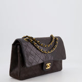 *FIRE PRICE* Chanel Vintage Brown Medium Classic Double Flap Bag in Lambskin Leather with 24K Gold Hardware