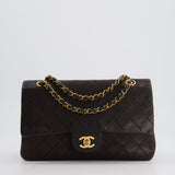 *FIRE PRICE* Chanel Vintage Brown Medium Classic Double Flap Bag in Lambskin Leather with 24K Gold Hardware