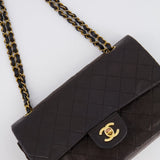 *FIRE PRICE* Chanel Vintage Brown Medium Classic Double Flap Bag in Lambskin Leather with 24K Gold Hardware