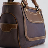 Celine Brown Boogie Canvas and Leather Bag with Silver Hardware