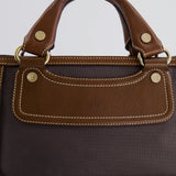 Celine Brown Boogie Canvas and Leather Bag with Silver Hardware