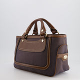 Celine Brown Boogie Canvas and Leather Bag with Silver Hardware