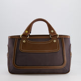 Celine Brown Boogie Canvas and Leather Bag with Silver Hardware