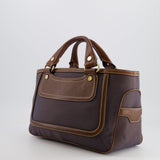 Celine Brown Boogie Canvas and Leather Bag with Silver Hardware