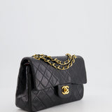 Chanel Black Vintage Classic Small Double Flap Bag in Lambskin Leather with 24K Gold Hardware