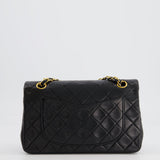 Chanel Black Vintage Classic Small Double Flap Bag in Lambskin Leather with 24K Gold Hardware