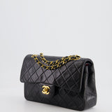 Chanel Black Vintage Classic Small Double Flap Bag in Lambskin Leather with 24K Gold Hardware