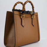 Gucci Brown Diana Small Tote Bag in Cuir Leather with Shiny Antique Gold Hardware & Bamboo Handle RRP £3,170