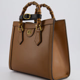 Gucci Brown Diana Small Tote Bag in Cuir Leather with Shiny Antique Gold Hardware & Bamboo Handle RRP £3,170