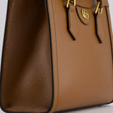 Gucci Brown Diana Small Tote Bag in Cuir Leather with Shiny Antique Gold Hardware & Bamboo Handle RRP £3,170