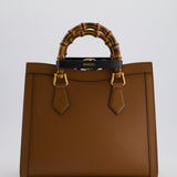 Gucci Brown Diana Small Tote Bag in Cuir Leather with Shiny Antique Gold Hardware & Bamboo Handle RRP £3,170