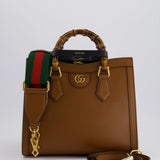 Gucci Brown Diana Small Tote Bag in Cuir Leather with Shiny Antique Gold Hardware & Bamboo Handle RRP £3,170