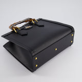 Gucci Black Diana Small Tote Bag in Cuir Leather with Shiny Antique Gold Hardware & Bamboo Handle RRP £3,170