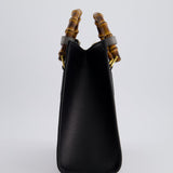 Gucci Black Diana Small Tote Bag in Cuir Leather with Shiny Antique Gold Hardware & Bamboo Handle RRP £3,170