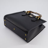 Gucci Black Diana Small Tote Bag in Cuir Leather with Shiny Antique Gold Hardware & Bamboo Handle RRP £3,170