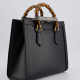 Gucci Black Diana Small Tote Bag in Cuir Leather with Shiny Antique Gold Hardware & Bamboo Handle RRP £3,170