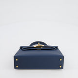 Hermès Mini Kelly II 20cm Bag in Bleu de Prusse Epsom Leather with Gold Hardware