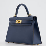 Hermès Mini Kelly II 20cm Bag in Bleu de Prusse Epsom Leather with Gold Hardware