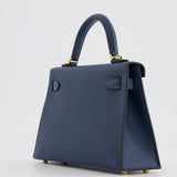 Hermès Mini Kelly II 20cm Bag in Bleu de Prusse Epsom Leather with Gold Hardware