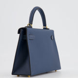 Hermès Mini Kelly II 20cm Bag in Bleu de Prusse Epsom Leather with Gold Hardware