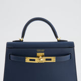 Hermès Mini Kelly II 20cm Bag in Bleu de Prusse Epsom Leather with Gold Hardware