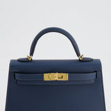 Hermès Mini Kelly II 20cm Bag in Bleu de Prusse Epsom Leather with Gold Hardware