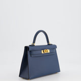 Hermès Mini Kelly II 20cm Bag in Bleu de Prusse Epsom Leather with Gold Hardware