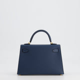 Hermès Mini Kelly II 20cm Bag in Bleu de Prusse Epsom Leather with Gold Hardware