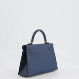 Hermès Mini Kelly II 20cm Bag in Bleu de Prusse Epsom Leather with Gold Hardware