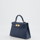 Hermès Mini Kelly II 20cm Bag in Bleu de Prusse Epsom Leather with Gold Hardware