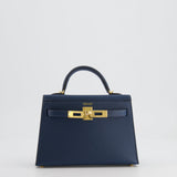 Hermès Mini Kelly II 20cm Bag in Bleu de Prusse Epsom Leather with Gold Hardware