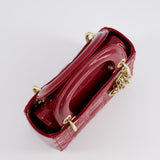 Dior Mini Lady Dior Bag In Red Patent Leather and Champagne Gold Hardware RRP £4,200