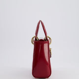 Dior Mini Lady Dior Bag In Red Patent Leather and Champagne Gold Hardware RRP £4,200