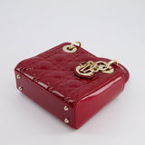 Dior Mini Lady Dior Bag In Red Patent Leather and Champagne Gold Hardware RRP £4,200