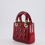 Dior Mini Lady Dior Bag In Red Patent Leather and Champagne Gold Hardware RRP £4,200