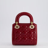 Dior Mini Lady Dior Bag In Red Patent Leather and Champagne Gold Hardware RRP £4,200