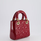 Dior Mini Lady Dior Bag In Red Patent Leather and Champagne Gold Hardware RRP £4,200