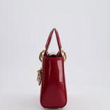 Dior Mini Lady Dior Bag In Red Patent Leather and Champagne Gold Hardware RRP £4,200