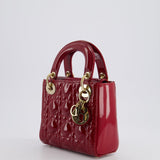 Dior Mini Lady Dior Bag In Red Patent Leather and Champagne Gold Hardware RRP £4,200